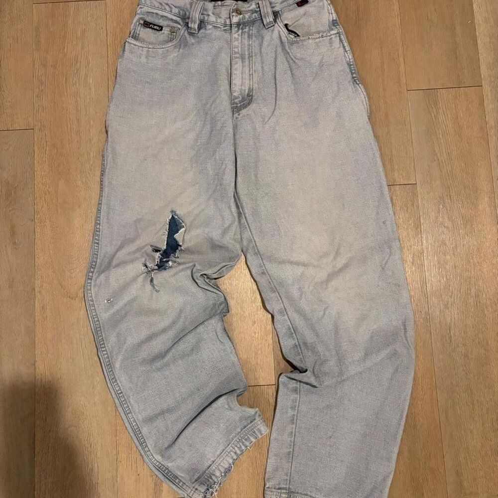 Fubu Men's Blue and Grey Jeans